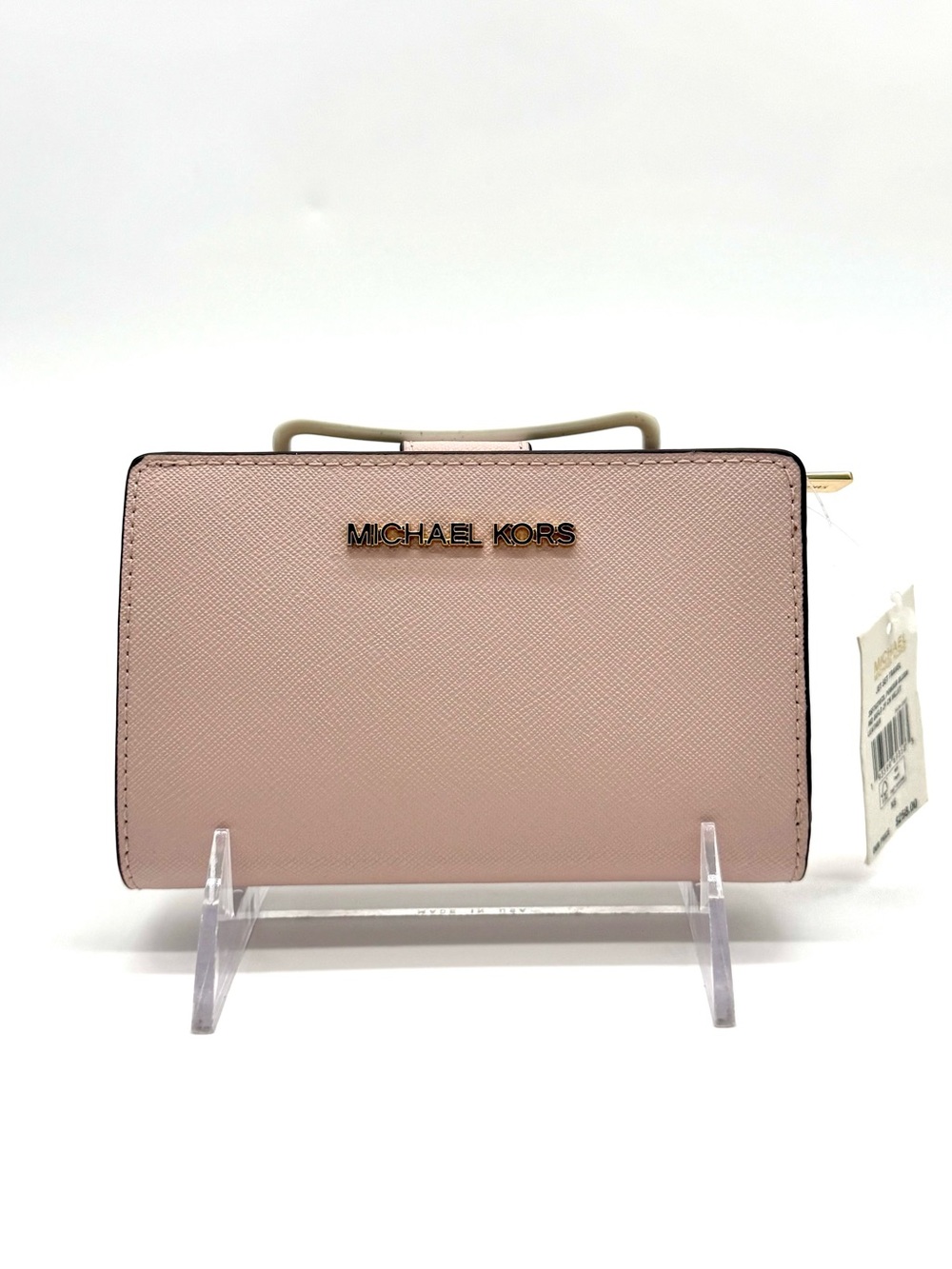 Michael Kors Medium Jet Set Travel Zip Chain Bifold Wallet Powder Blush